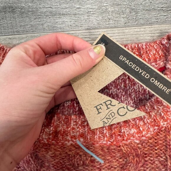 Frye + Co NWT wool blend space dyed  ombre fringe womens sweater size medium I43 - Picture 6 of 11